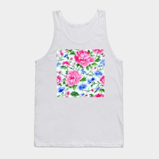 Small flowers and leaves on light green Tank Top